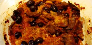 Limbă cu praz şi măsline